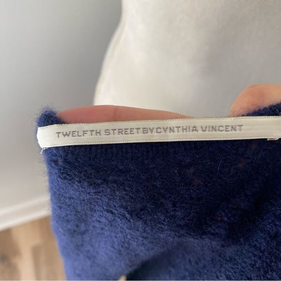 Twelfth Street by Cynthia Vincent Navy Blue Cashmere Knit Sweater Dress - Picture 6 of 7